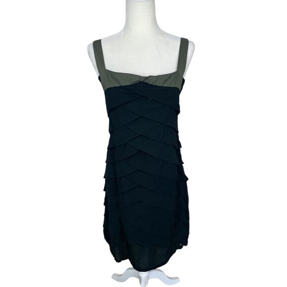 Skunkfunk Osane Tiered Sheath Dress Black Green Size 4 Avant-Garde Retro Indie - Picture 1 of 11